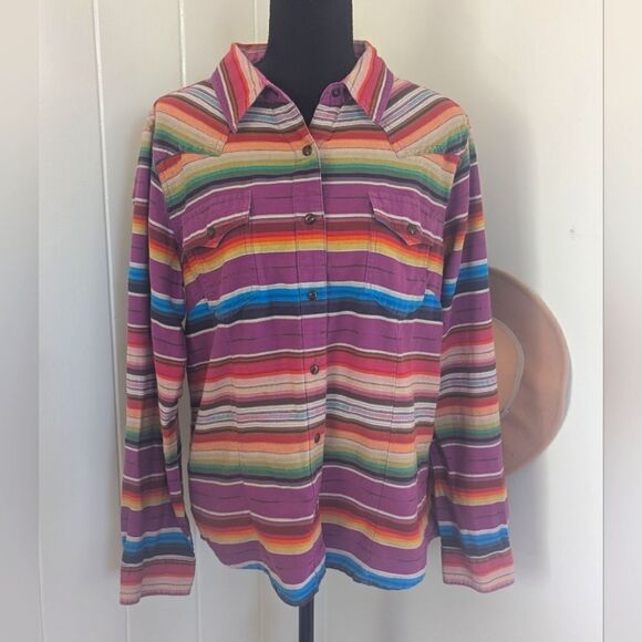 Tasha Polizzi XL Rainbow Striped Top Western Countryside Clown Prairiecore Ranch - Picture 1 of 9